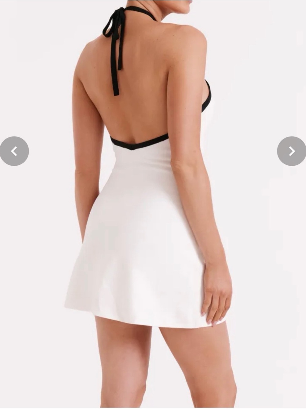 MESHKI Grettel Contrast Halter Knit Mini Dress – Ivory/Black XL - Picture 2 of 9